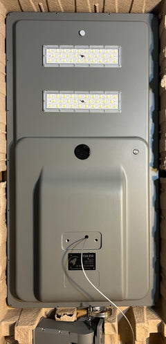 This shows the Rocket Lights Titan 850 in its shipping box. Industrial Grey finish.